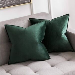 🆕 Green VELVET Euro Accent Pillow Covers Luxury High End Hotel Vibes